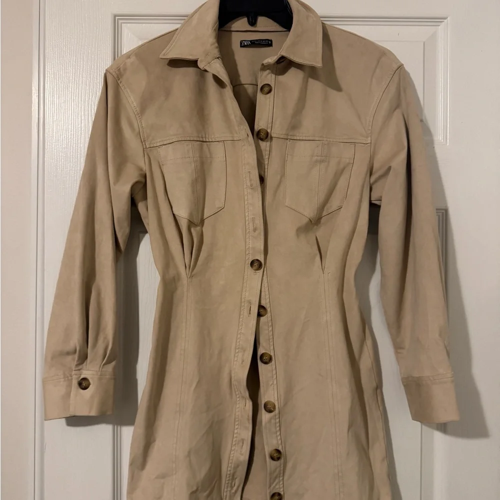 Zara faux Suede mini shirt dress - Picture 3 of 6
